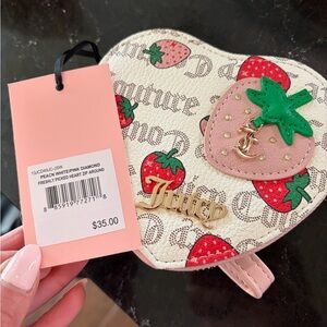 Juicy Couture Pink and Green Strawberry Heart Pouch